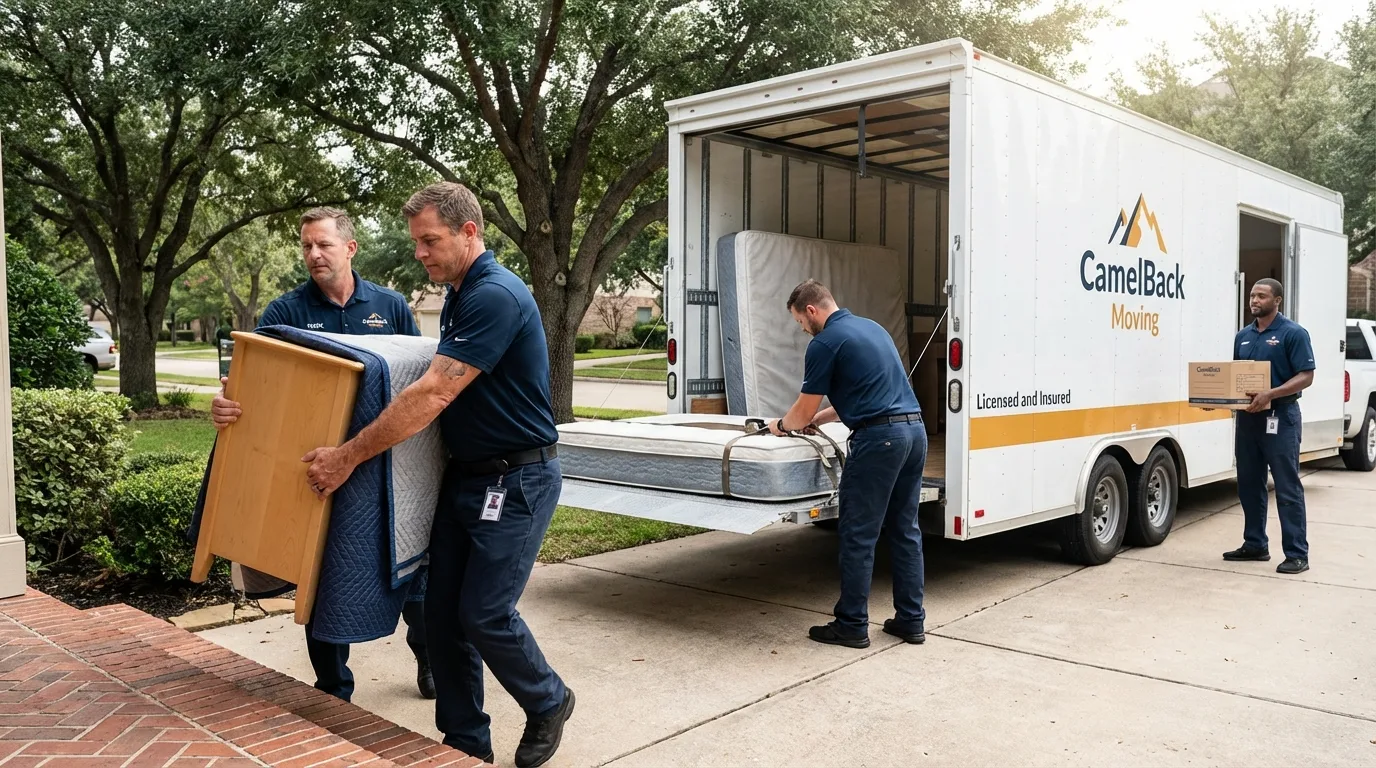 Crew loading residential truck for cross-state move from Angola, NY