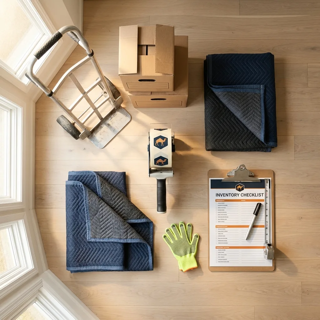 Professional moving supplies and packing materials layout for Angola residential relocations